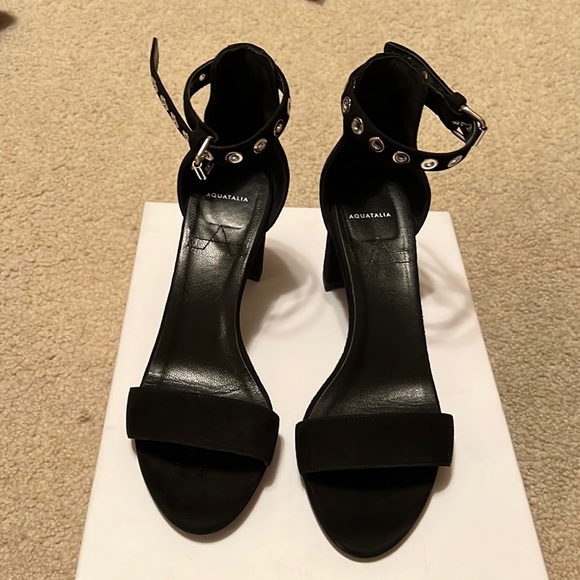 Aquatalia Suede Studded Ankle Strap Sandals - Picture 2 of 6